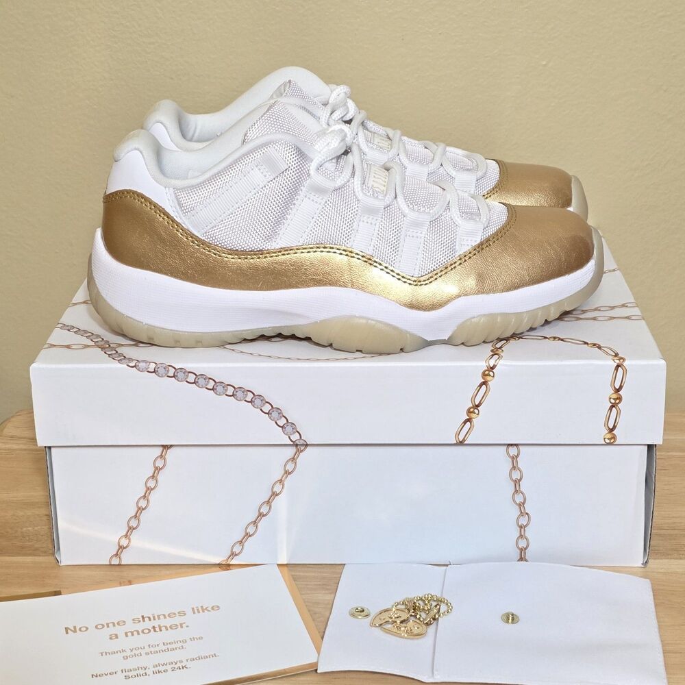 Jordan 11 Retro Low Mother's Day Shoes White Gold AH7860-102 Women's Size 6.5
